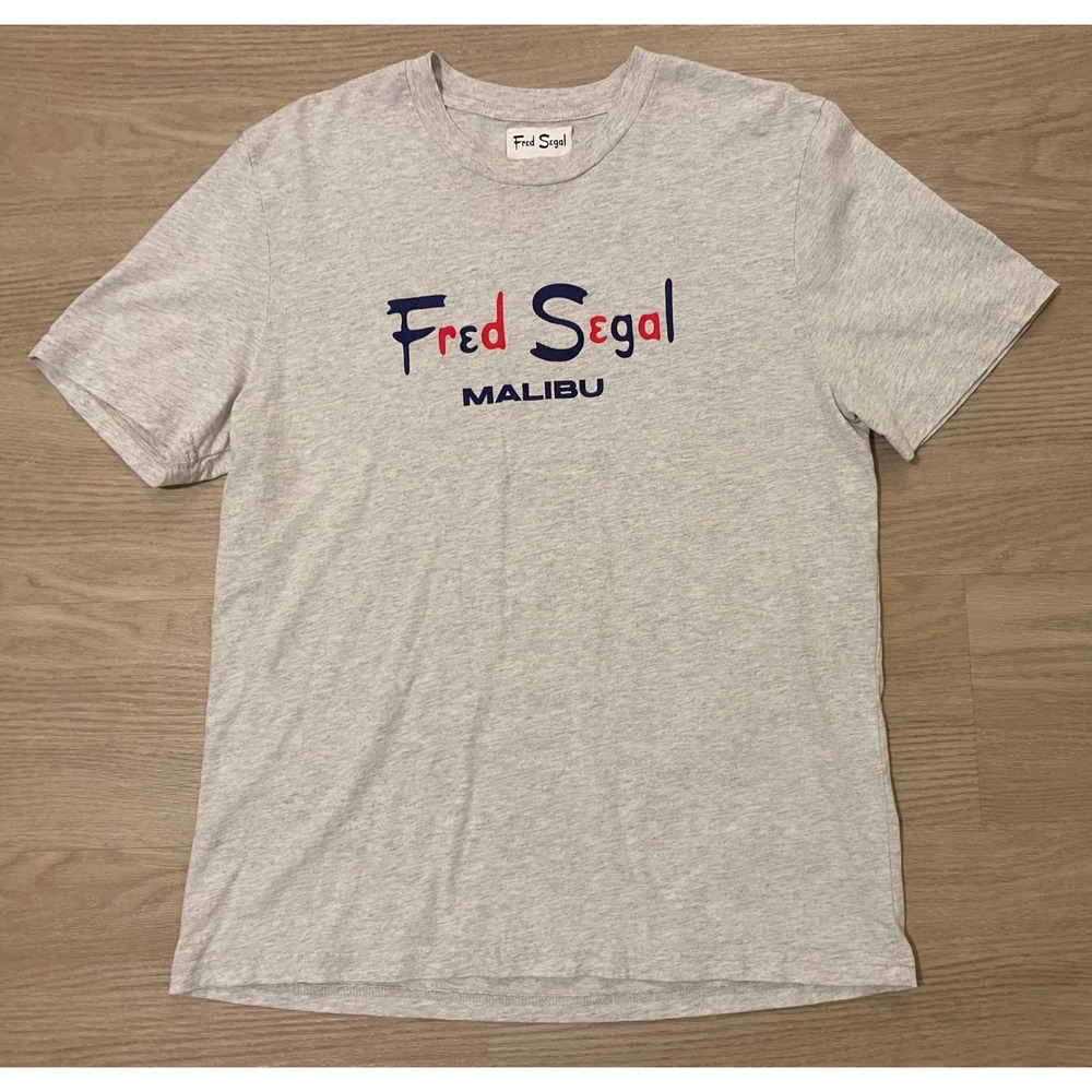 Fred Segal Malibu Tee Shirt M Gray Cotton Graphic Tee Streetwear Y2K